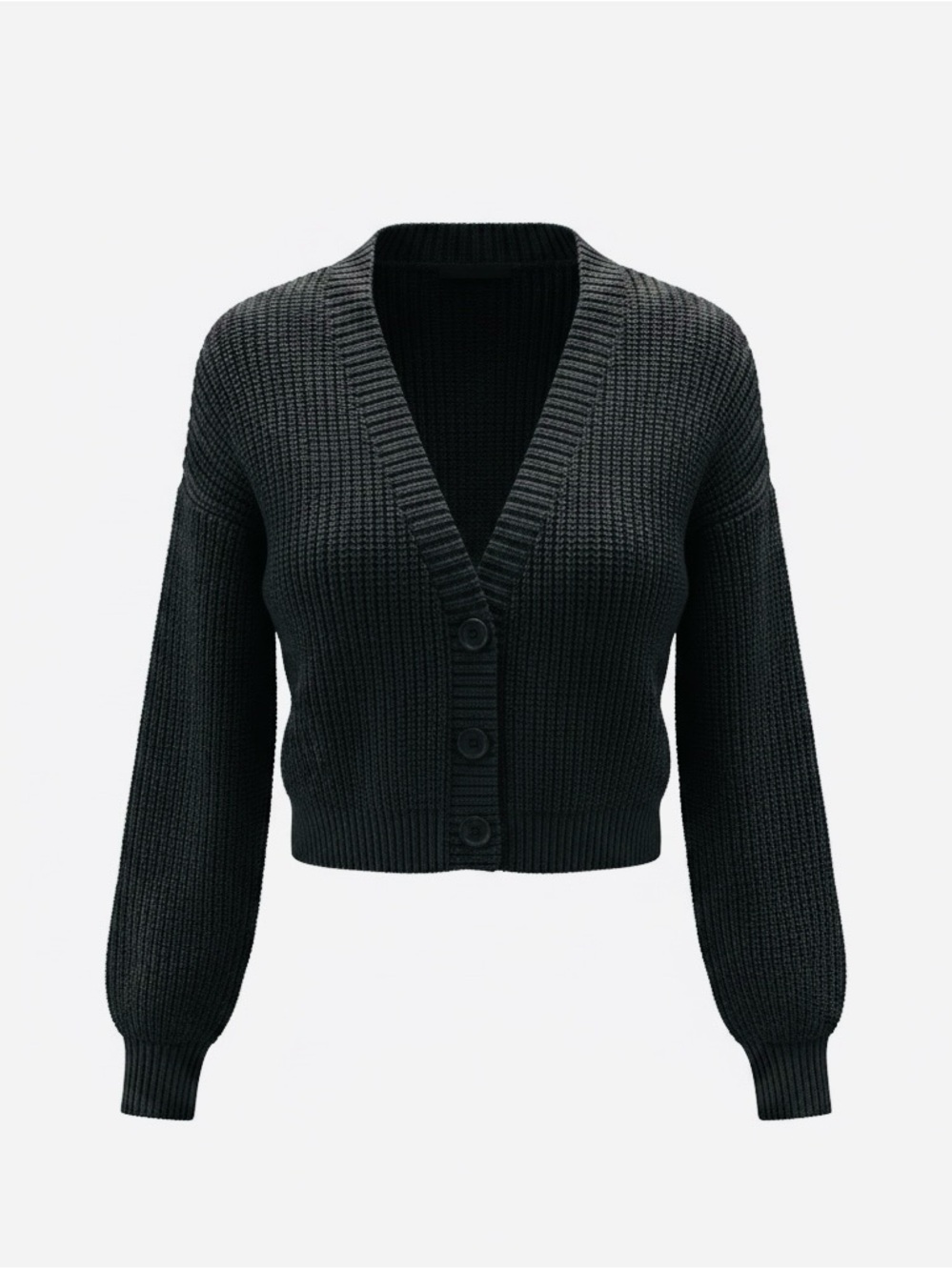 wonder nation Girl’s Black Cropped Button Cardigan Sweater - Youth Size 7/8
